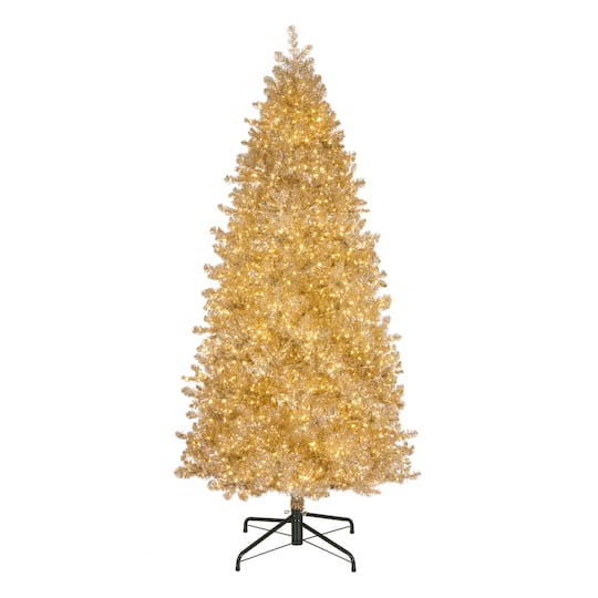 9ft. Pre-Lit Platinum Metallic Artificial Christmas Tree, White LED Lights